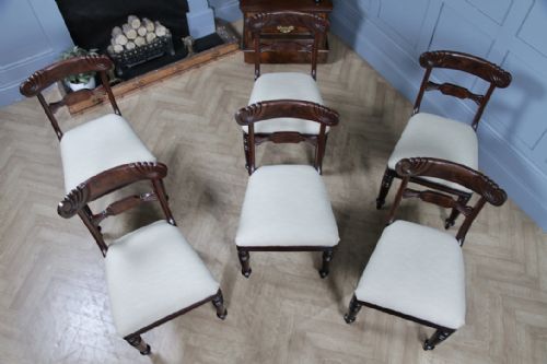 fig 3. Set of 6 Antique Original William IV Mahogany Dining Chairs Regency Carved C1835