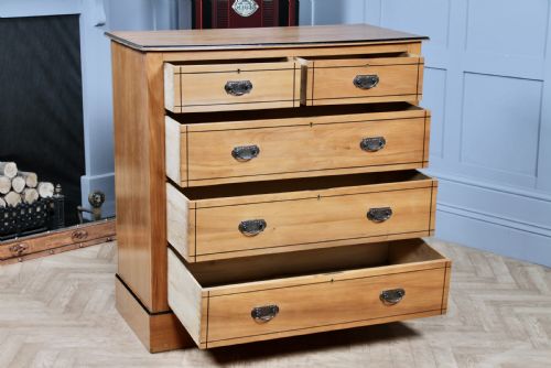 ANTIQUE LATE VICTORIAN AESTHETIC MOVEMENT SATINWOOD CHEST BANK OF 5 DRAWERS 1900 - ADDITIONAL PHOTO 1