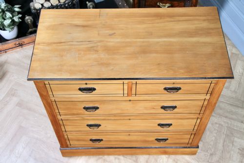 ANTIQUE LATE VICTORIAN AESTHETIC MOVEMENT SATINWOOD CHEST BANK OF 5 DRAWERS 1900 - ADDITIONAL PHOTO 3