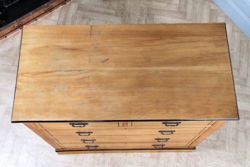 ANTIQUE LATE VICTORIAN AESTHETIC MOVEMENT SATINWOOD CHEST BANK OF 5 DRAWERS 1900 - ADDITIONAL PHOTO 12