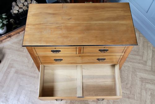 ANTIQUE LATE VICTORIAN AESTHETIC MOVEMENT SATINWOOD CHEST BANK OF 5 DRAWERS 1900 - ADDITIONAL PHOTO 16