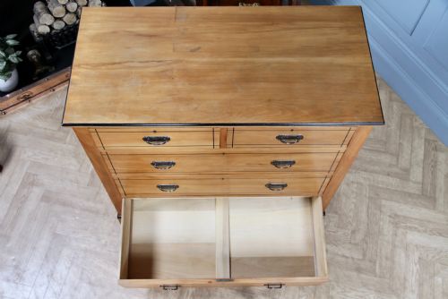 ANTIQUE LATE VICTORIAN AESTHETIC MOVEMENT SATINWOOD CHEST BANK OF 5 DRAWERS 1900 - ADDITIONAL PHOTO 17