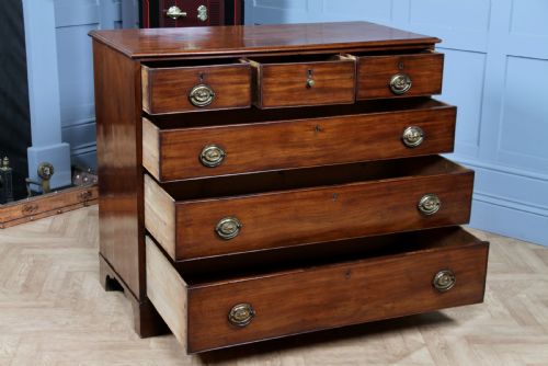 fig 1. Original Antique Georgian Mahogany Chest Bank of 6 Drawers 3 over 3 Restored C1830