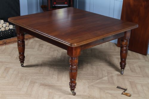 fig 2. Antique Late Victorian Solid Mahogany Grand Wind Out 1 Leaf Dining Table C1880