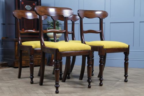 fig 2. Set of 4 Antique Early Victorian Mahogany Bar Back Dining Chairs Restored C1840