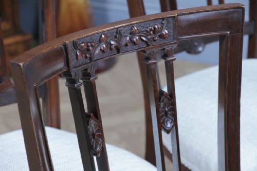 SET OF 4 ANTIQUE ORIGINAL EDWARDIAN CARVED WALNUT UPHOLSTERED DINING CHAIRS 1910 - ADDITIONAL PHOTO 3