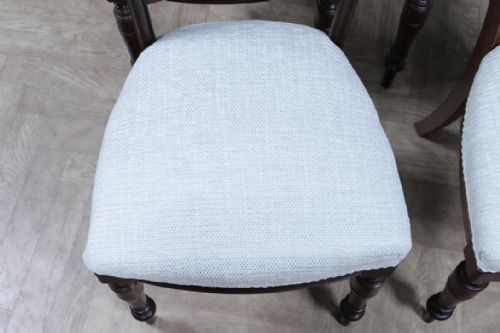 SET OF 4 ANTIQUE ORIGINAL EDWARDIAN CARVED WALNUT UPHOLSTERED DINING CHAIRS 1910 - ADDITIONAL PHOTO 10