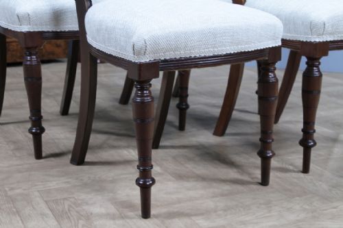 SET OF 4 ANTIQUE ORIGINAL EDWARDIAN CARVED WALNUT UPHOLSTERED DINING CHAIRS 1910 - ADDITIONAL PHOTO 12