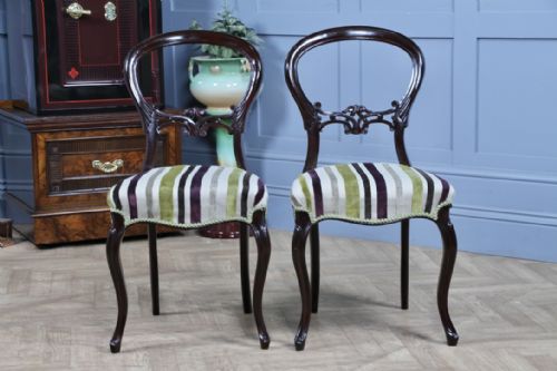 PAIR OF ANTIQUE VICTORIAN WALNUT BALLOON BACK DINING OCCASIONAL CHAIRS CABRIOLE - ADDITIONAL PHOTO 7