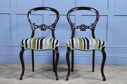 PAIR OF ANTIQUE VICTORIAN WALNUT BALLOON BACK DINING OCCASIONAL CHAIRS CABRIOLE - ADDITIONAL PHOTO 9