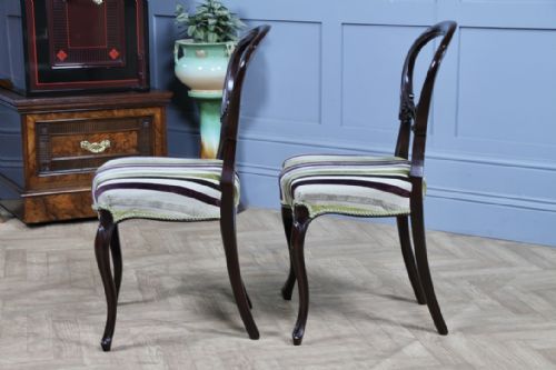 PAIR OF ANTIQUE VICTORIAN WALNUT BALLOON BACK DINING OCCASIONAL CHAIRS CABRIOLE - ADDITIONAL PHOTO 10