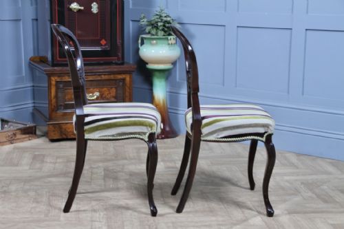 PAIR OF ANTIQUE VICTORIAN WALNUT BALLOON BACK DINING OCCASIONAL CHAIRS CABRIOLE - ADDITIONAL PHOTO 11