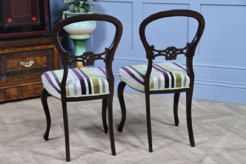 PAIR OF ANTIQUE VICTORIAN WALNUT BALLOON BACK DINING OCCASIONAL CHAIRS CABRIOLE - ADDITIONAL PHOTO 12