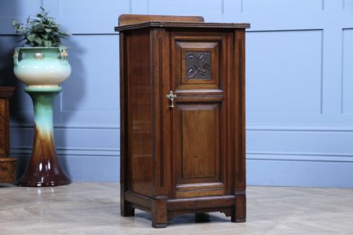 VICTORIAN M WOODBURN WALNUT AESTHETIC MOVEMENT BEDSIDE CUPBOARD LAMP SIDE TABLE - ADDITIONAL PHOTO 2