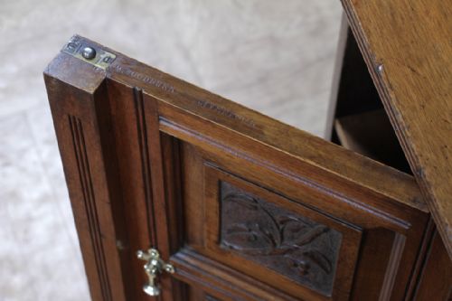 VICTORIAN M WOODBURN WALNUT AESTHETIC MOVEMENT BEDSIDE CUPBOARD LAMP SIDE TABLE - ADDITIONAL PHOTO 6