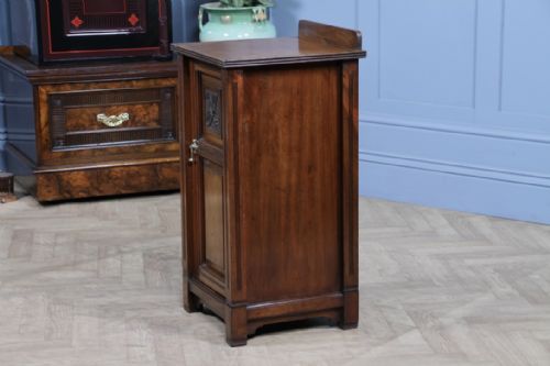 VICTORIAN M WOODBURN WALNUT AESTHETIC MOVEMENT BEDSIDE CUPBOARD LAMP SIDE TABLE - ADDITIONAL PHOTO 11