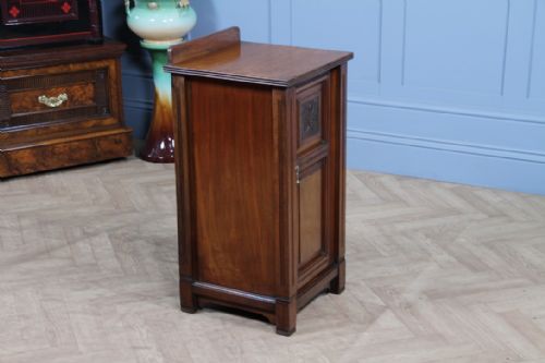 VICTORIAN M WOODBURN WALNUT AESTHETIC MOVEMENT BEDSIDE CUPBOARD LAMP SIDE TABLE - ADDITIONAL PHOTO 12