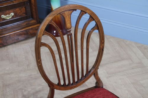 fig 1. Antique Edwardian Mahogany Upholstered Inlaid Hepplewhite Revival Chair C1900