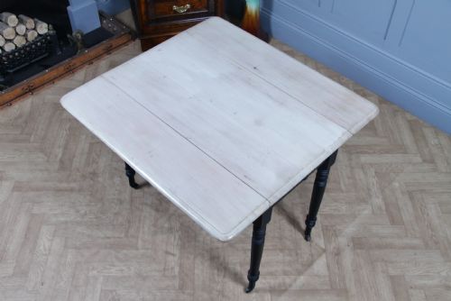 ANTIQUE VICTORIAN BLEACHED MAHOGANY SCRUB TOP PAINTED DROP LEAF PEMBROKE TABLE RESTORED - ADDITIONAL PHOTO 7