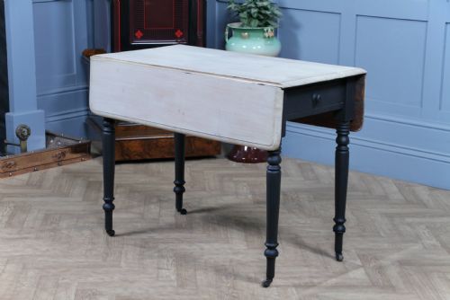 ANTIQUE VICTORIAN BLEACHED MAHOGANY SCRUB TOP PAINTED DROP LEAF PEMBROKE TABLE RESTORED - ADDITIONAL PHOTO 12