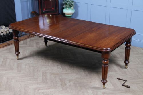 Antique Early Victorian Solid Mahogany Grand Wind Out 2 Leaf Dining Table C1850