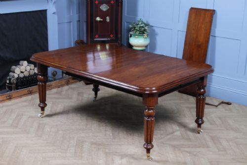 fig 1. Antique Early Victorian Solid Mahogany Grand Wind Out 2 Leaf Dining Table C1850