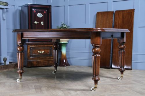 fig 2. Antique Early Victorian Solid Mahogany Grand Wind Out 2 Leaf Dining Table C1850