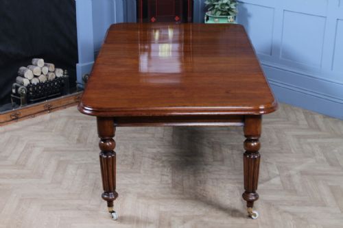 fig 3. Antique Early Victorian Solid Mahogany Grand Wind Out 2 Leaf Dining Table C1850