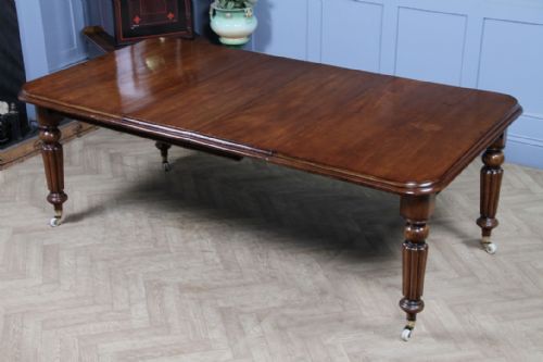 fig 4. Antique Early Victorian Solid Mahogany Grand Wind Out 2 Leaf Dining Table C1850