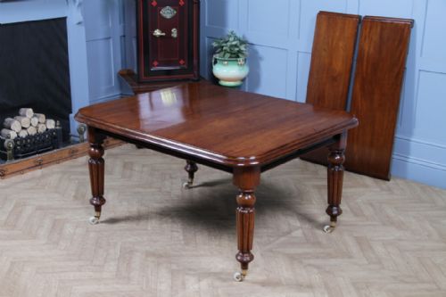 fig 5. Antique Early Victorian Solid Mahogany Grand Wind Out 2 Leaf Dining Table C1850