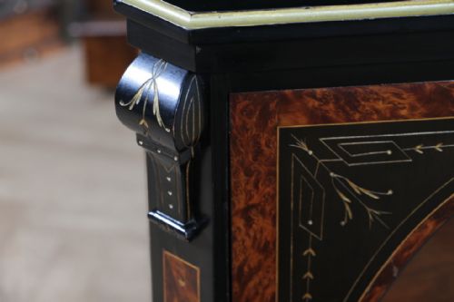 ORIGINAL ANTIQUE AESTHETIC MOVEMENT EBONISED GOLD INLAID DISPLAY CABINET C1880 - ADDITIONAL PHOTO 3