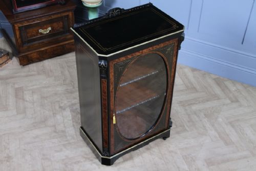 ORIGINAL ANTIQUE AESTHETIC MOVEMENT EBONISED GOLD INLAID DISPLAY CABINET C1880 - ADDITIONAL PHOTO 4