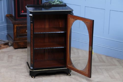 ORIGINAL ANTIQUE AESTHETIC MOVEMENT EBONISED GOLD INLAID DISPLAY CABINET C1880 - ADDITIONAL PHOTO 5