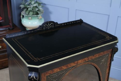 ORIGINAL ANTIQUE AESTHETIC MOVEMENT EBONISED GOLD INLAID DISPLAY CABINET C1880 - ADDITIONAL PHOTO 8