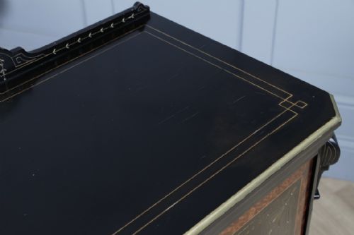 ORIGINAL ANTIQUE AESTHETIC MOVEMENT EBONISED GOLD INLAID DISPLAY CABINET C1880 - ADDITIONAL PHOTO 9
