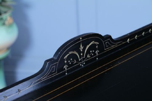 ORIGINAL ANTIQUE AESTHETIC MOVEMENT EBONISED GOLD INLAID DISPLAY CABINET C1880 - ADDITIONAL PHOTO 11