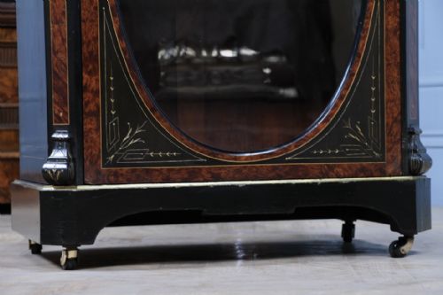 ORIGINAL ANTIQUE AESTHETIC MOVEMENT EBONISED GOLD INLAID DISPLAY CABINET C1880 - ADDITIONAL PHOTO 12