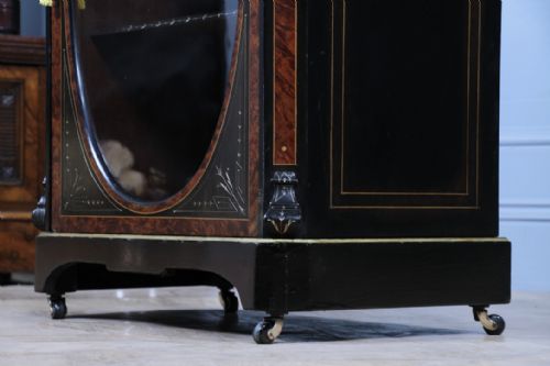 ORIGINAL ANTIQUE AESTHETIC MOVEMENT EBONISED GOLD INLAID DISPLAY CABINET C1880 - ADDITIONAL PHOTO 13