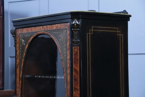 ORIGINAL ANTIQUE AESTHETIC MOVEMENT EBONISED GOLD INLAID DISPLAY CABINET C1880 - ADDITIONAL PHOTO 14