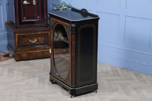 ORIGINAL ANTIQUE AESTHETIC MOVEMENT EBONISED GOLD INLAID DISPLAY CABINET C1880 - ADDITIONAL PHOTO 16