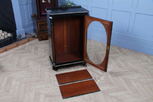 ORIGINAL ANTIQUE AESTHETIC MOVEMENT EBONISED GOLD INLAID DISPLAY CABINET C1880 - ADDITIONAL PHOTO 18