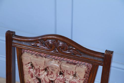ANTIQUE EDWARDIAN CARVED WALNUT ORIGINAL UPHOLSTERY NURSING CHAIR C1890 - ADDITIONAL PHOTO 5