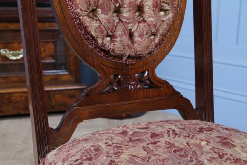 ANTIQUE EDWARDIAN CARVED WALNUT ORIGINAL UPHOLSTERY NURSING CHAIR C1890 - ADDITIONAL PHOTO 6