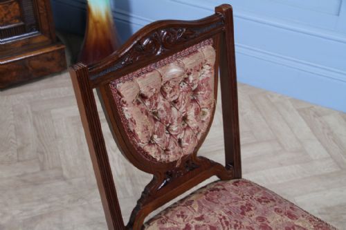 ANTIQUE EDWARDIAN CARVED WALNUT ORIGINAL UPHOLSTERY NURSING CHAIR C1890 - ADDITIONAL PHOTO 7
