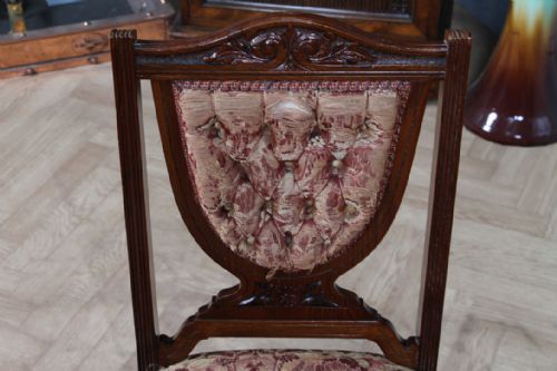 ANTIQUE EDWARDIAN CARVED WALNUT ORIGINAL UPHOLSTERY NURSING CHAIR C1890 - ADDITIONAL PHOTO 10