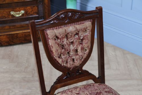 ANTIQUE EDWARDIAN CARVED WALNUT ORIGINAL UPHOLSTERY NURSING CHAIR C1890 - ADDITIONAL PHOTO 11