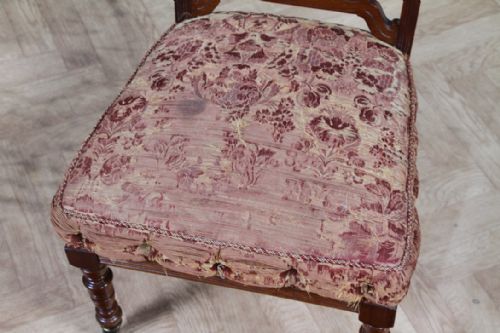 ANTIQUE EDWARDIAN CARVED WALNUT ORIGINAL UPHOLSTERY NURSING CHAIR C1890 - ADDITIONAL PHOTO 15