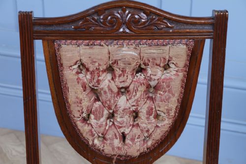 ANTIQUE EDWARDIAN CARVED WALNUT ORIGINAL UPHOLSTERY NURSING CHAIR C1890 - ADDITIONAL PHOTO 16