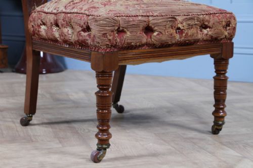 ANTIQUE EDWARDIAN CARVED WALNUT ORIGINAL UPHOLSTERY NURSING CHAIR C1890 - ADDITIONAL PHOTO 18