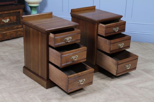 fig 1. Pair of Victorian Walnut Bedside Cupboards Cabinets Chests C1880